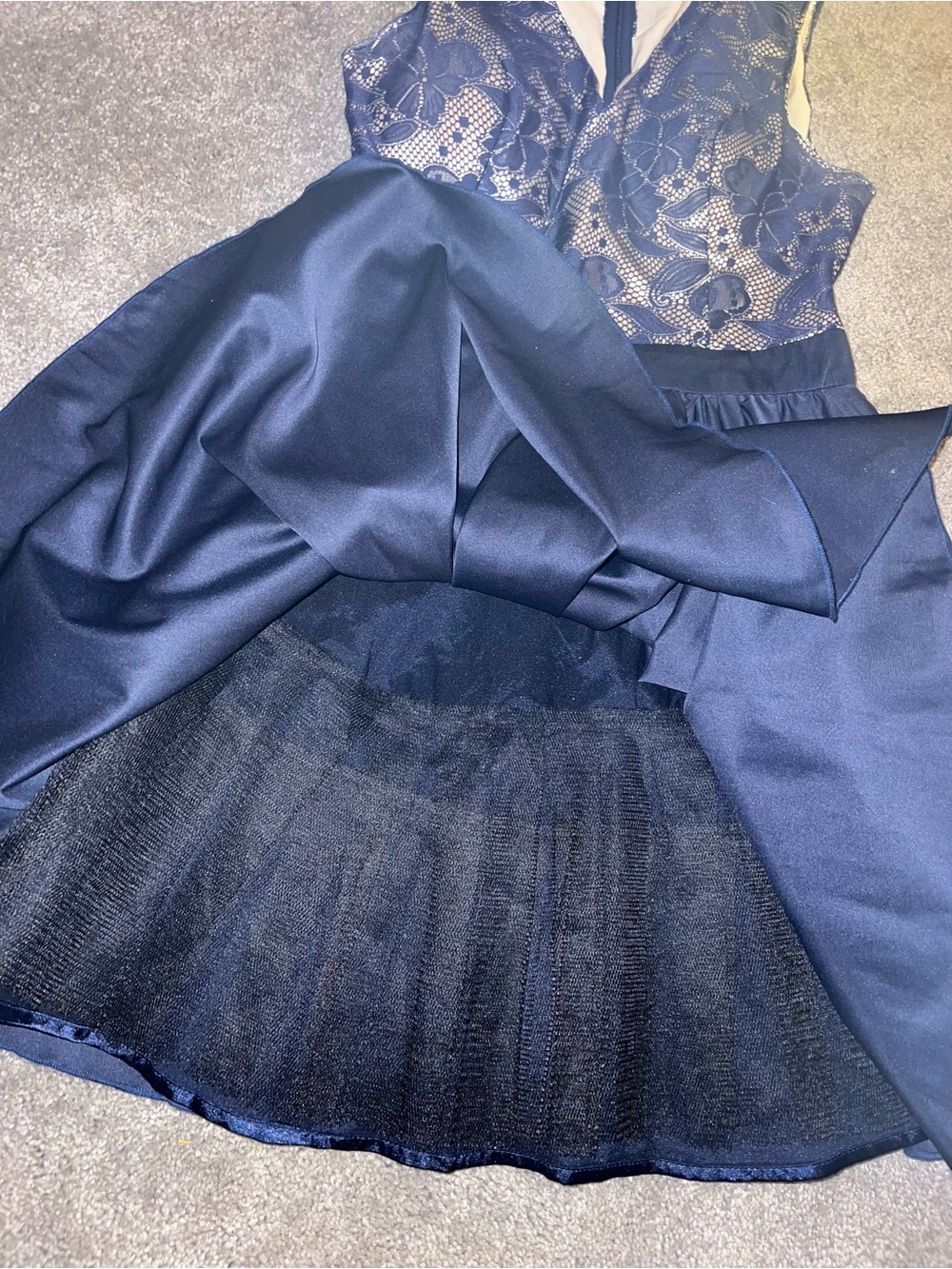 Chi Chi London Navy Floral Lace Dress with Cream Lining - Picture 3 of 5